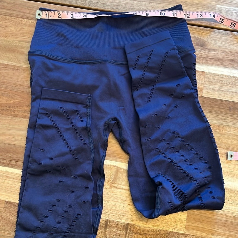 Victoria Sport Navy Blue Laser Cut Seamless High Waist Leggings Small
